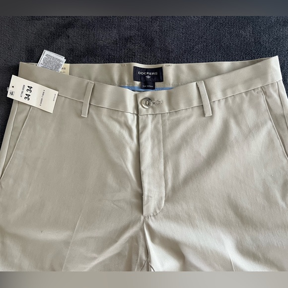 Mens Docker Khaki Dress Pants - 34 x 34 - Slim Tapered Fit - Picture 3 of 4